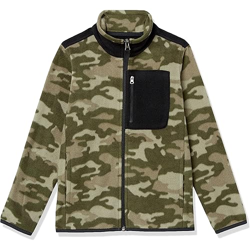 Amazon Essentials Boys and Toddlers' Polar Fleece Full-Zip Mock Jacket