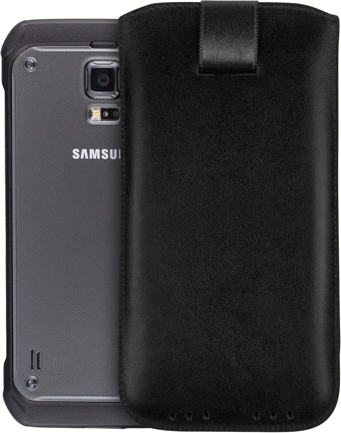 mumbi Genuine Leather Case Compatible with Samsung Galaxy S5 Active Black