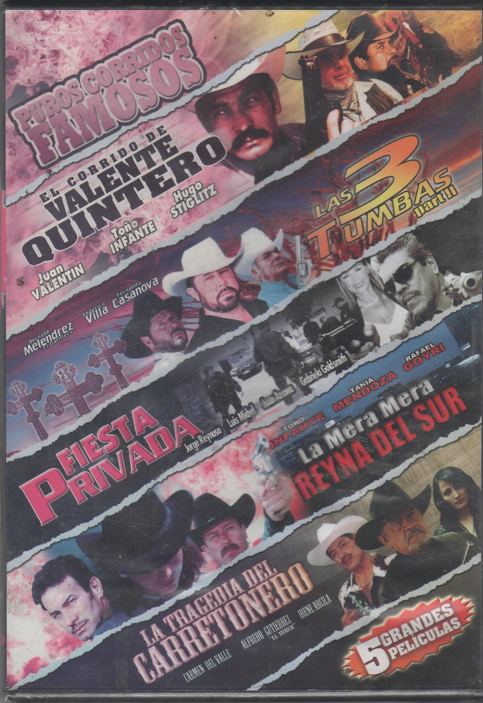 5 Grandes Peliculas [Puros Corridos Famosos] El Corrido De Valente Quintero,las 3 Tumbas Parte 2,fiesta Privada,la Mera Mera Reyna Del Sur,la Tragedia Del Carretonero.