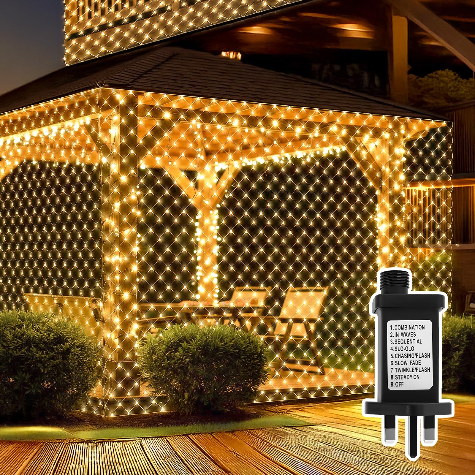 Focxoio Net Lights Outdoor Indoor, 208 LED 2m x 2m Mesh Fairy Lights Plug in