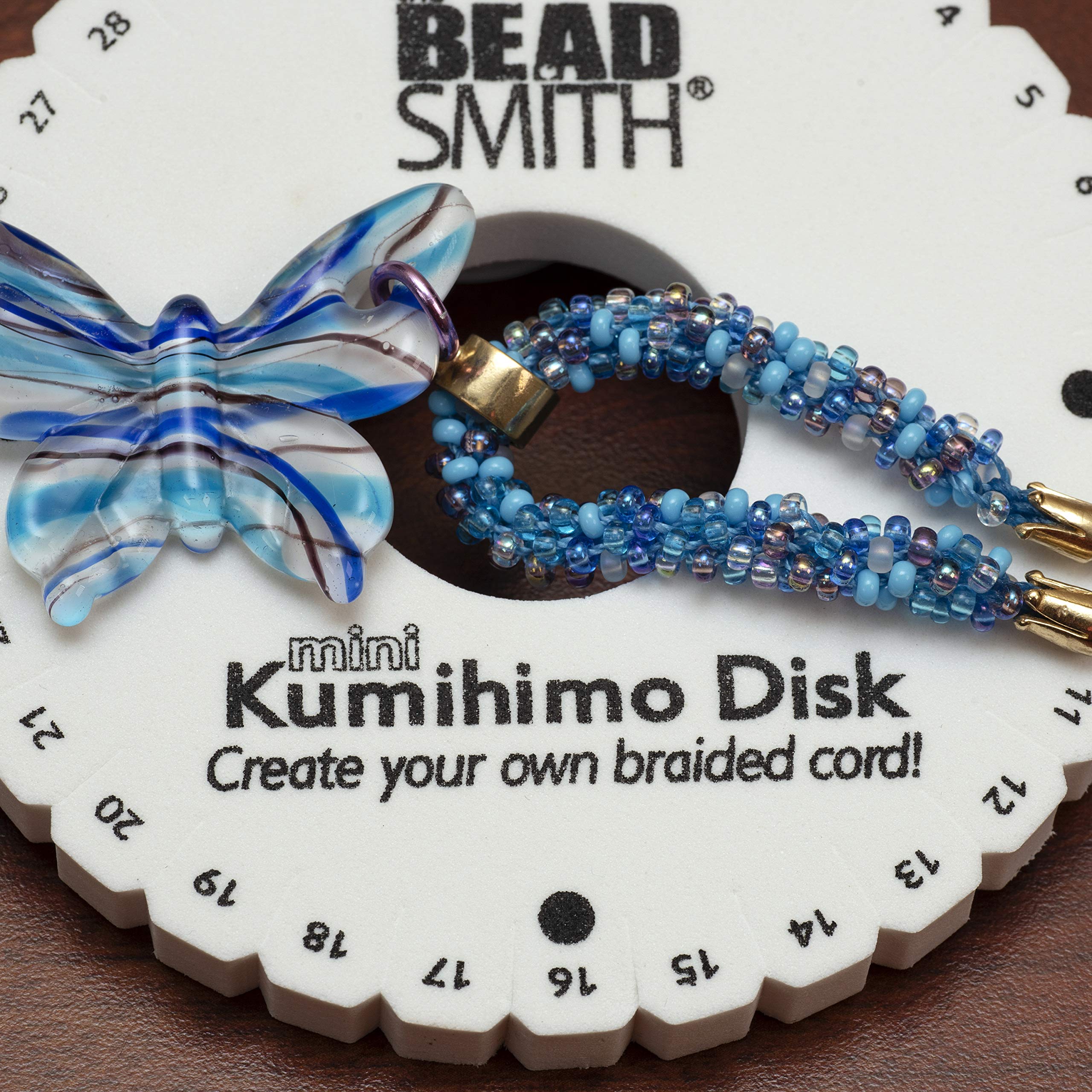 The Beadsmith Okrągły mini dysk Kumihimo, średnica 11,5 cm, gruba pianka o grubości 3/8 cala, narzędzia jubilerskie do pleciania, pudełko 20 dysków