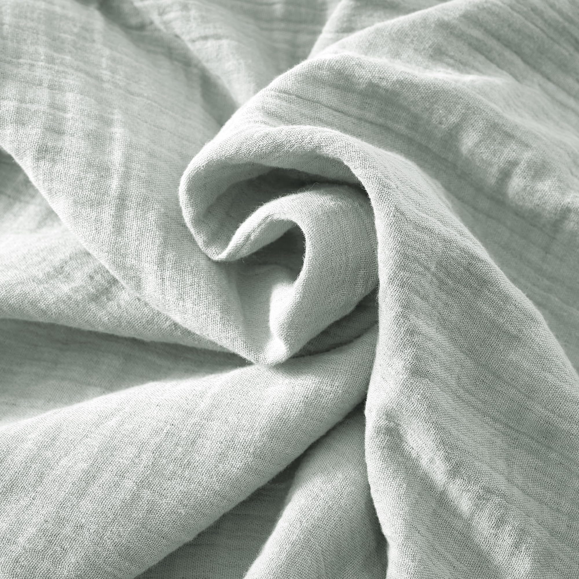 Lot de 2 coussins 45 x 45 cm gaze de coton Eucalyptus – Déhoussables zip –