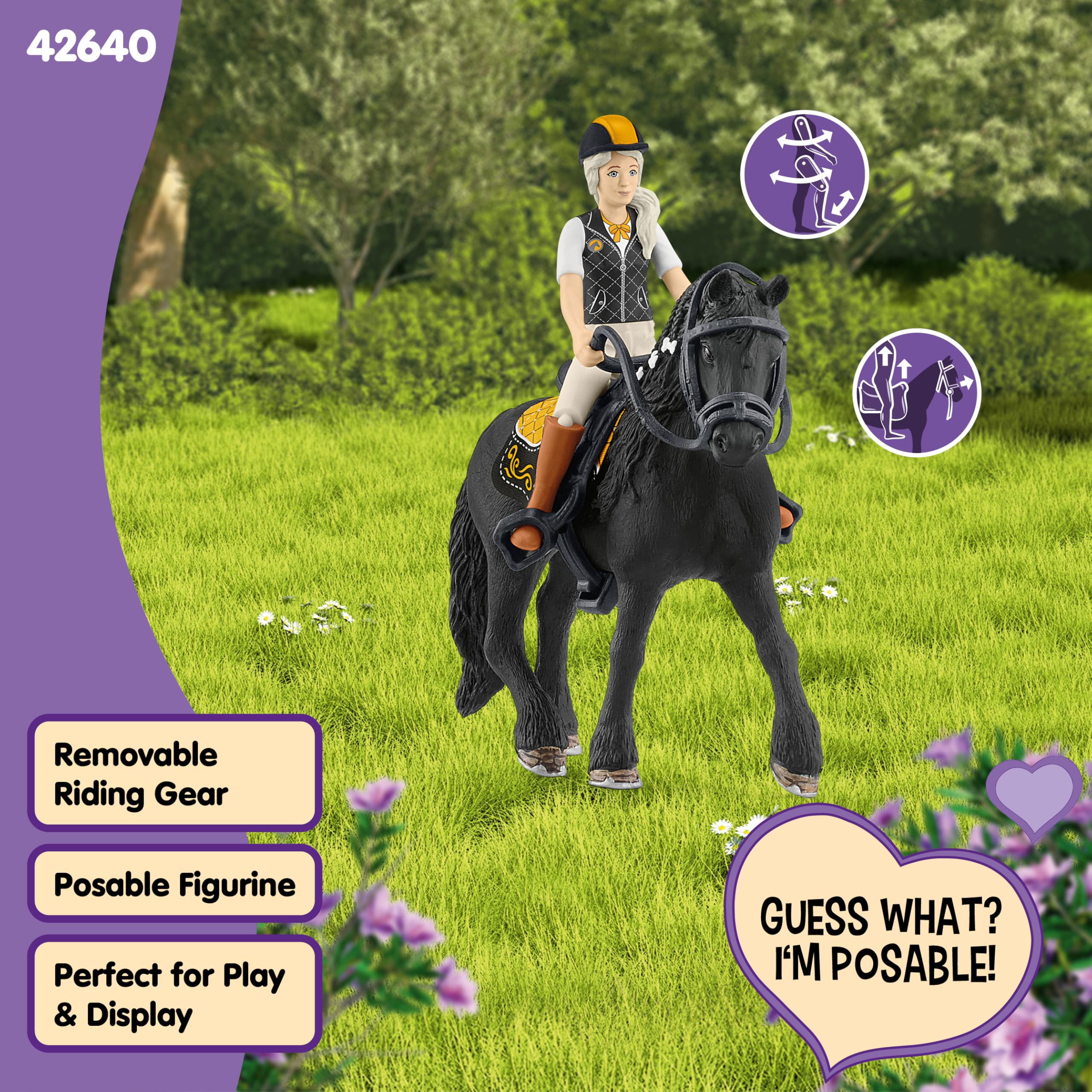 schleich HORSE CLUB | Tori & Princess 42640 | Ruchoma figurka dziewczynki z koniem, siodłem, uzdą & czaprakiem | Realistyczny zestaw jeździecki | Prezent dla dzieci | Zabawka od 5 lat | 11 elementów