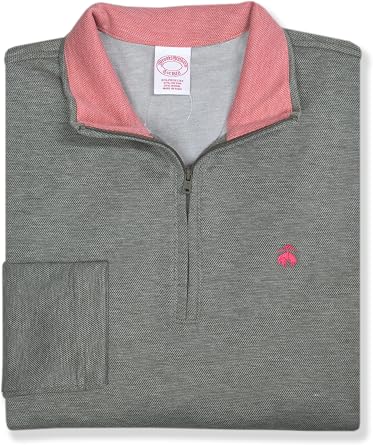 Brooks Brothers Mens Regular Fit Knit Pique Knit Q-Zip Half Zip Sweater,