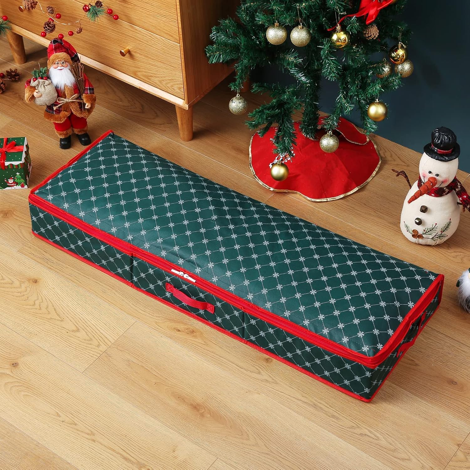 HERNEAT Wrapping Paper Storage Containers [1-Pack], Holiday Xmas Gift Wrap Organizers Gift Wrapping Paper Storage Boxes Bins Under Bed Xmas Storage 39.4”x 13.4”x 5.2” (Green) : Home & Kitchen