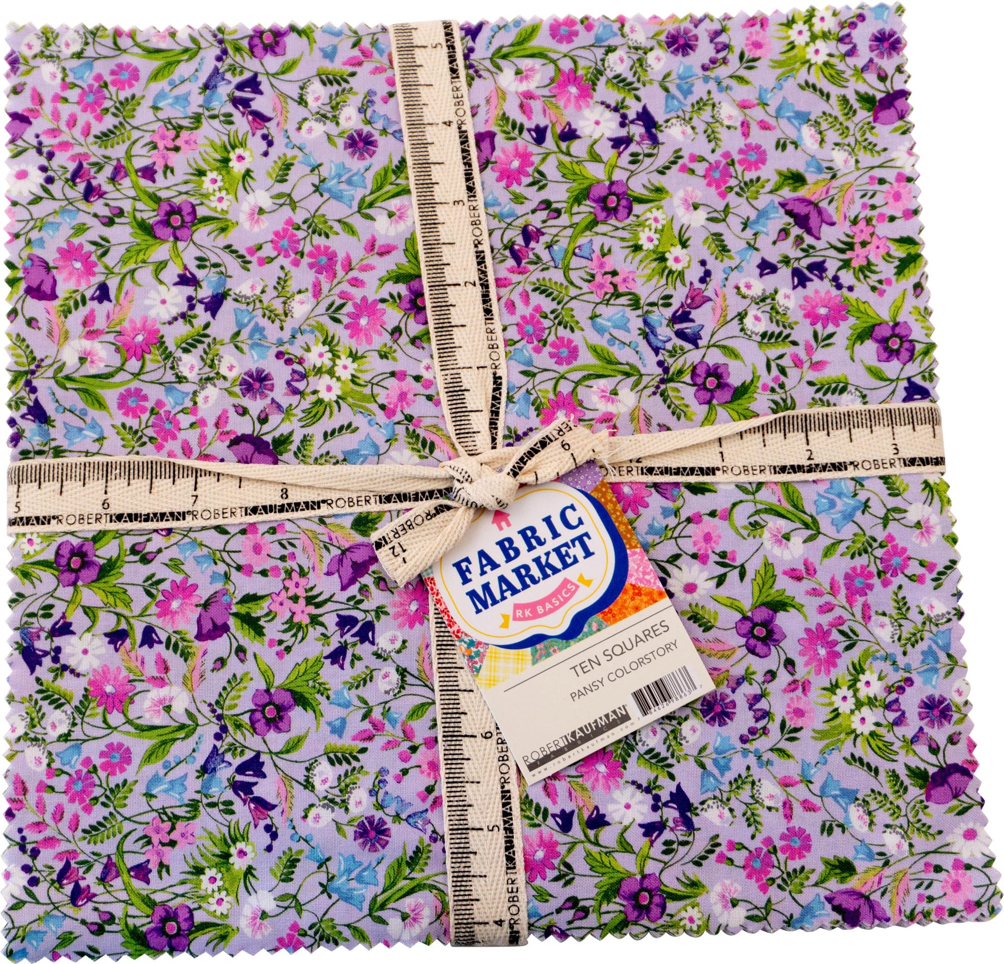 Flowerhouse Fabric Market Pansy Ten Square 42 10-inch Squares Layer Cake Robert Kaufman TEN-1504-42