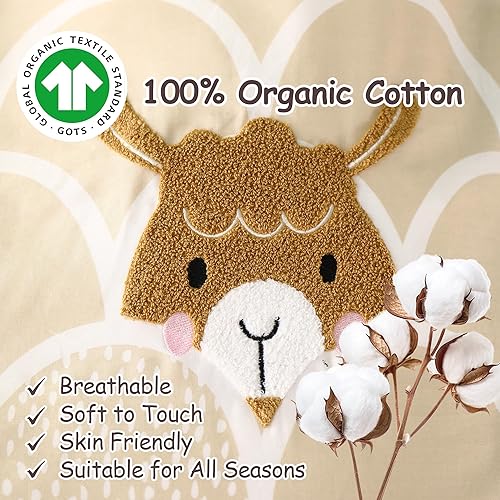 Miniatura 3 de Simple&Opulence Funda de edredón 100% algodón orgánico para niños y adolescentes, funda de edredón suave de 3 piezas con cierre de cremallera, juego