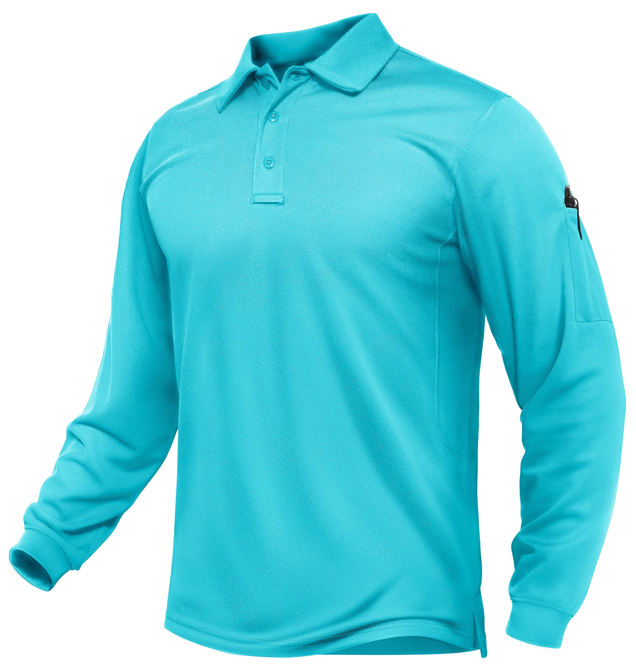 TACVASEN Men's Long Sleeve Polo Dry Fit Tactical Collared Golf Work Shirts