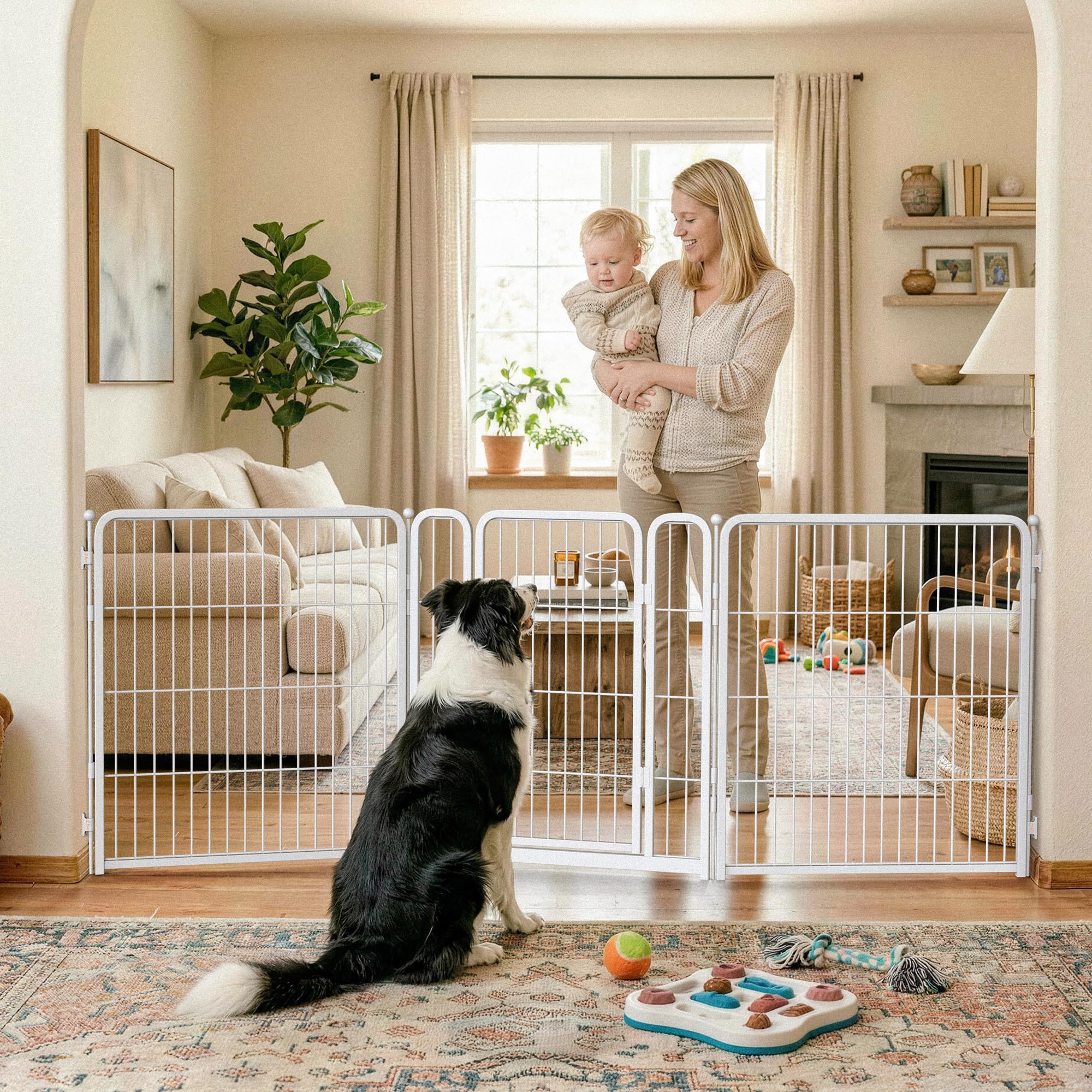FXW Dog Gate, Extra Wide Adjustable for Openings Up to 83", 32" H