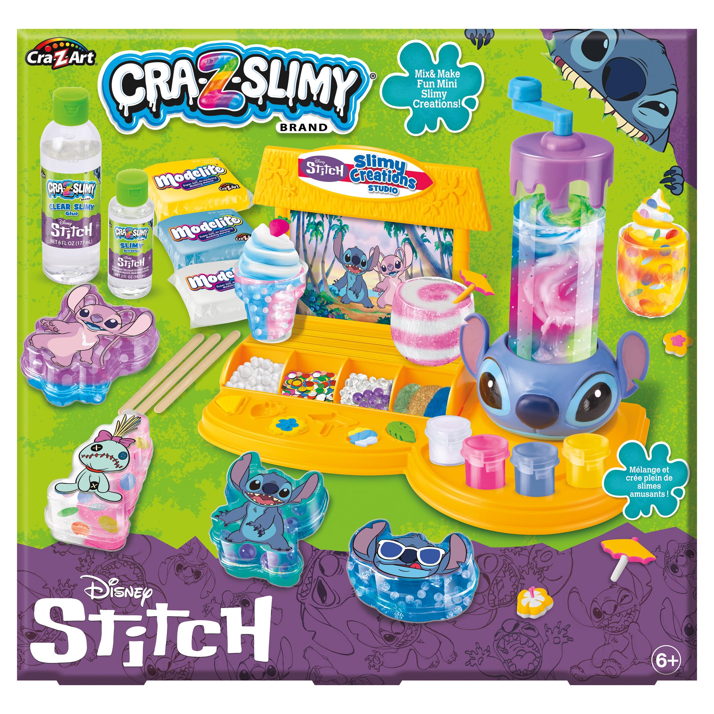 Lexibook, Disney Stitch, Studio do tworzenia slajmu, biały różowy niebieski żółty, CRSLIM51D