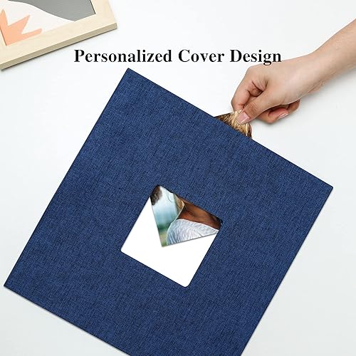 Miniatura 2 de Vienrose - Álbum de fotos grande autoadhesivo para fotos de 4 x 6, 8 x 10, 10 x 12 pulgadas, de lino, álbum de recortes magnético de bricolaje, 40