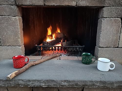 Miniatura 7 de Essential Drinkware - Taza de cerámica para fogata de 14 onzas juego de 4 color blanco con acabado moteado taza de café duradera y gruesa para