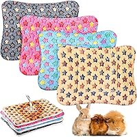Vista 15 de Haull 4 piezas de ropa de cama impermeable de conejillo de indias de invierno, cama de conejillo de indias, forros de jaula de felpa, tapete suave