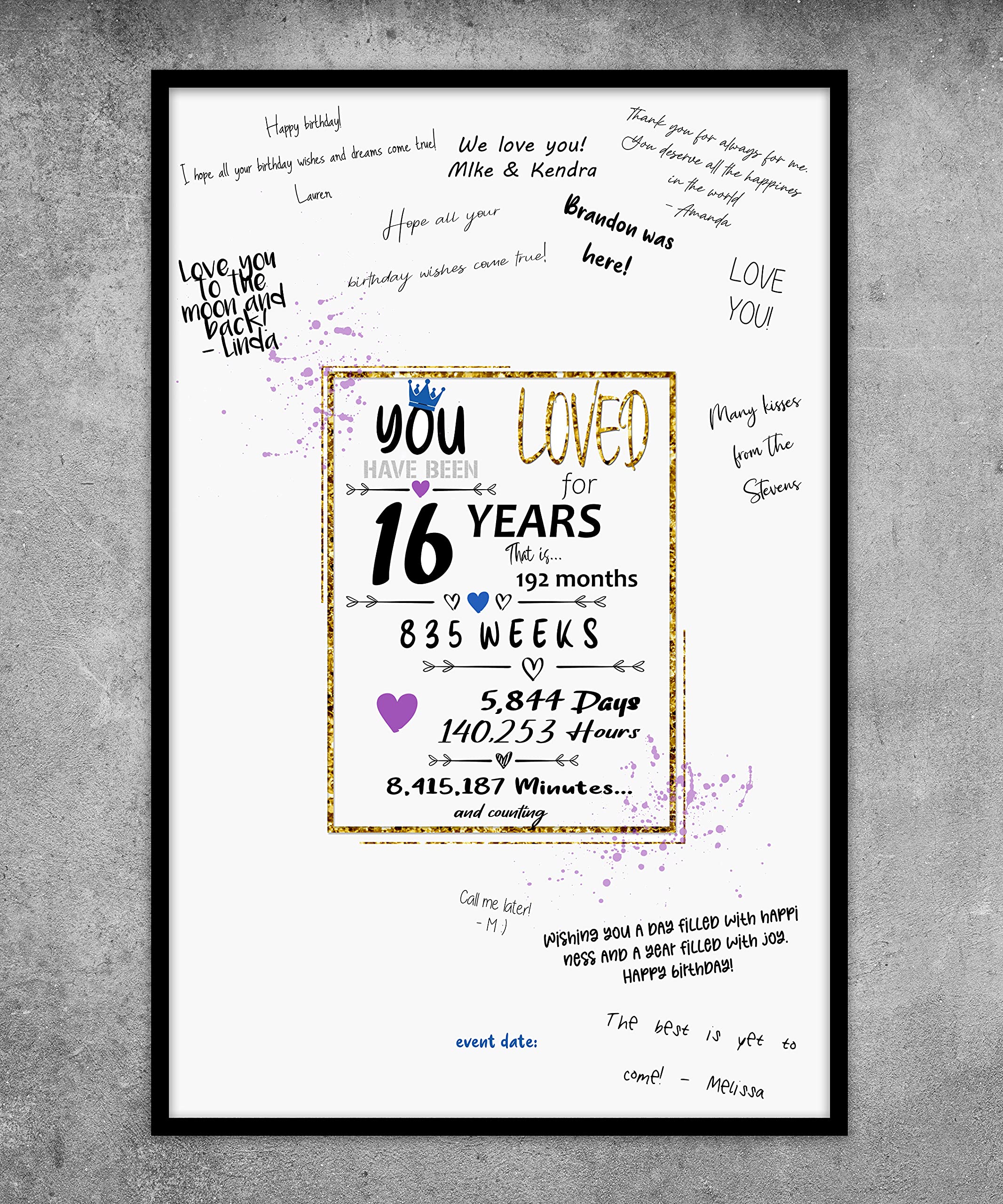Dekorationskarte Zum 16. Geburtstag 'Road To 16' – Poster 33 X 45,7 Cm, Mit Fakten Aus 2008