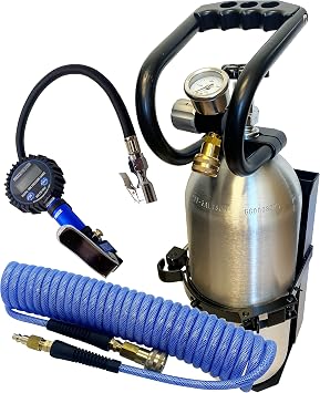 10 lb Aluminum Co2 Carbon Dioxide Cylinder, High Flow 250 PSI Co2 Regulator, Protective Handle, Vehicle Cylinder Mount Bracket, 300PSI Tire Inflator and Hose, Digital Inflating Off Road Tire System