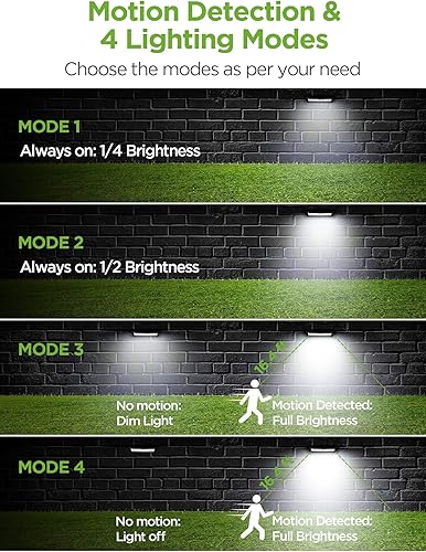 Miniatura 3 de InnoGear Luces solares para exteriores, 80 luces LED, 4 modos de funcionamiento, sensor de movimiento, luz solar para exteriores, luces de pared,