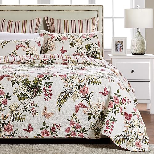 Conjuntos de edredones con diseño de mariposas Greenland Home, Algodón, Multicolor, King Mariposas,Colorado Lodge,Katy,Felicidad,Medina