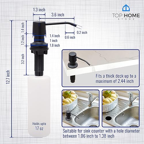 Miniatura 8 de Dispensador de jabón para fregadero de cocina, acero inoxidable para encimera con botella grande de jabón líquido, repuesto desde la parte superior