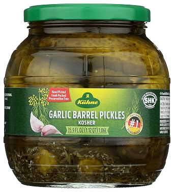Kuhne Barrel Pickles, Garlic, 35.9 Oz