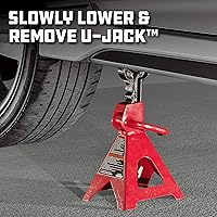 Vista 6 de Powerbuilt 620516 Gato para garaje U-Jack de 2 toneladas, capacidad de carga de 3000 libras, rango de elevación: de 4-1/2 pulgadas a 18-3/4