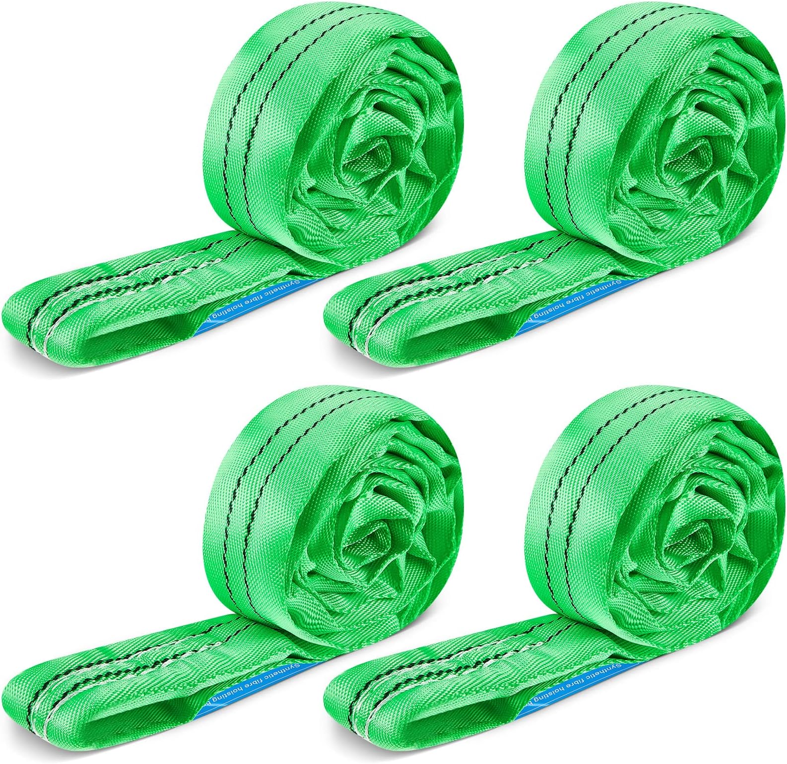 Fabbay 4 Pcs Rigging Lifting Straps for Hoist Polyester Endless Round Slings for Moving Hoisting Towing Cargo Heavy Duty Objects 5300 Pound Vertical Capacity 4240 LB Choker 10600 LB Basket(10 ft)