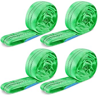 Fabbay 9.8 Feet 4 Pcs Endless Round Slings Polyester Lifting Straps, Green