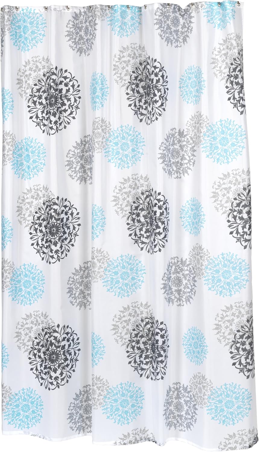 Carnation Home Fashions 100-Percent Polyester Fabric 70 by 84-Inch Shower Curtain, X-Long, Mia, Multi Color Print