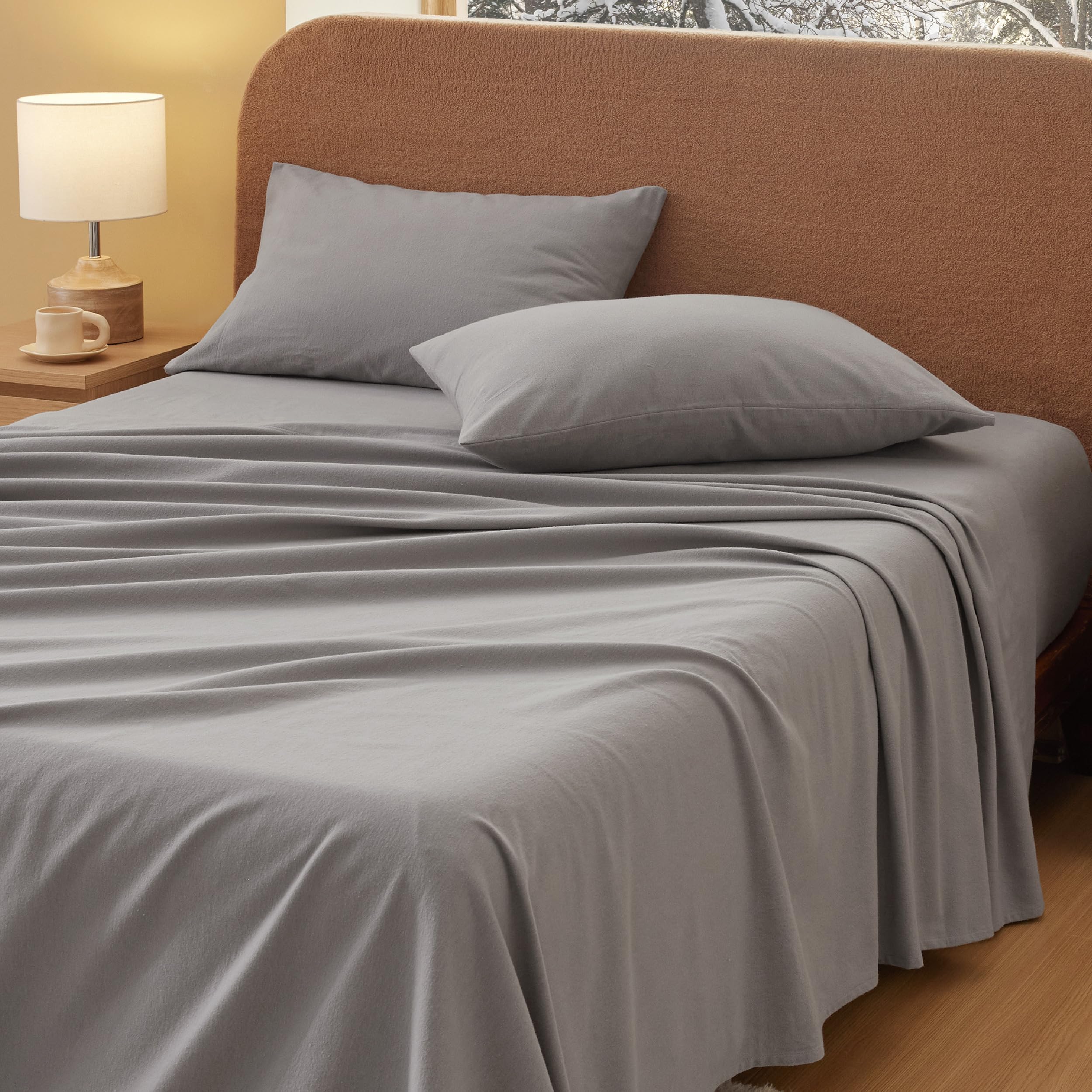 Bedsure Flannel Sheets Queen Size, Cotton Flannel Sheets for Queen Size Bed, 100% Cotton for Ultra Soft & Comfort, Warm Bed Sheets with Deep Pocket up to 16", 4 Pieces Bedding Sheets & Pillowcases