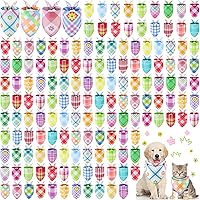 Pickmesh 150 Pack Spring Plaid Dog Bandanas Bulk - Adjustable Washable Pet Scarves for Dogs Cats, Grooming Gifts Parties