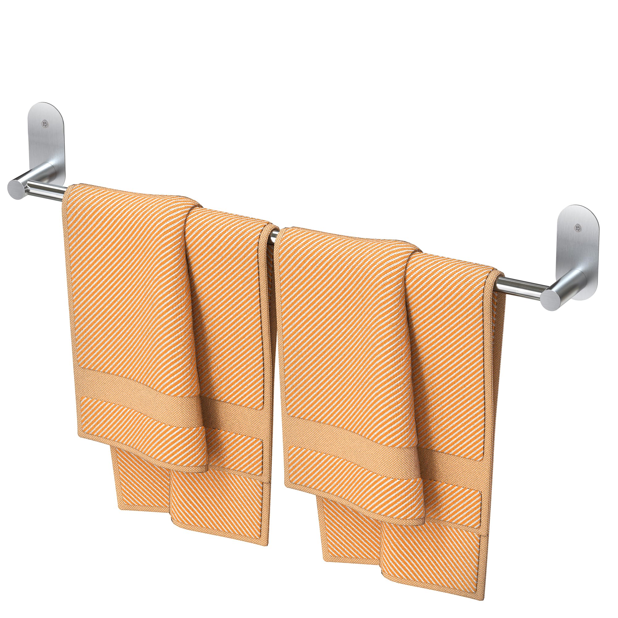 HITSLAM Brushed Nickel Self Adhesive Towel Bar for Bathroom 24 Inch, SUS304 Stainless Steel Towel Rack Wall Mounted, Hand Towel Holder with Hardware Accessories, No Drilling or Screws Wall-Mount