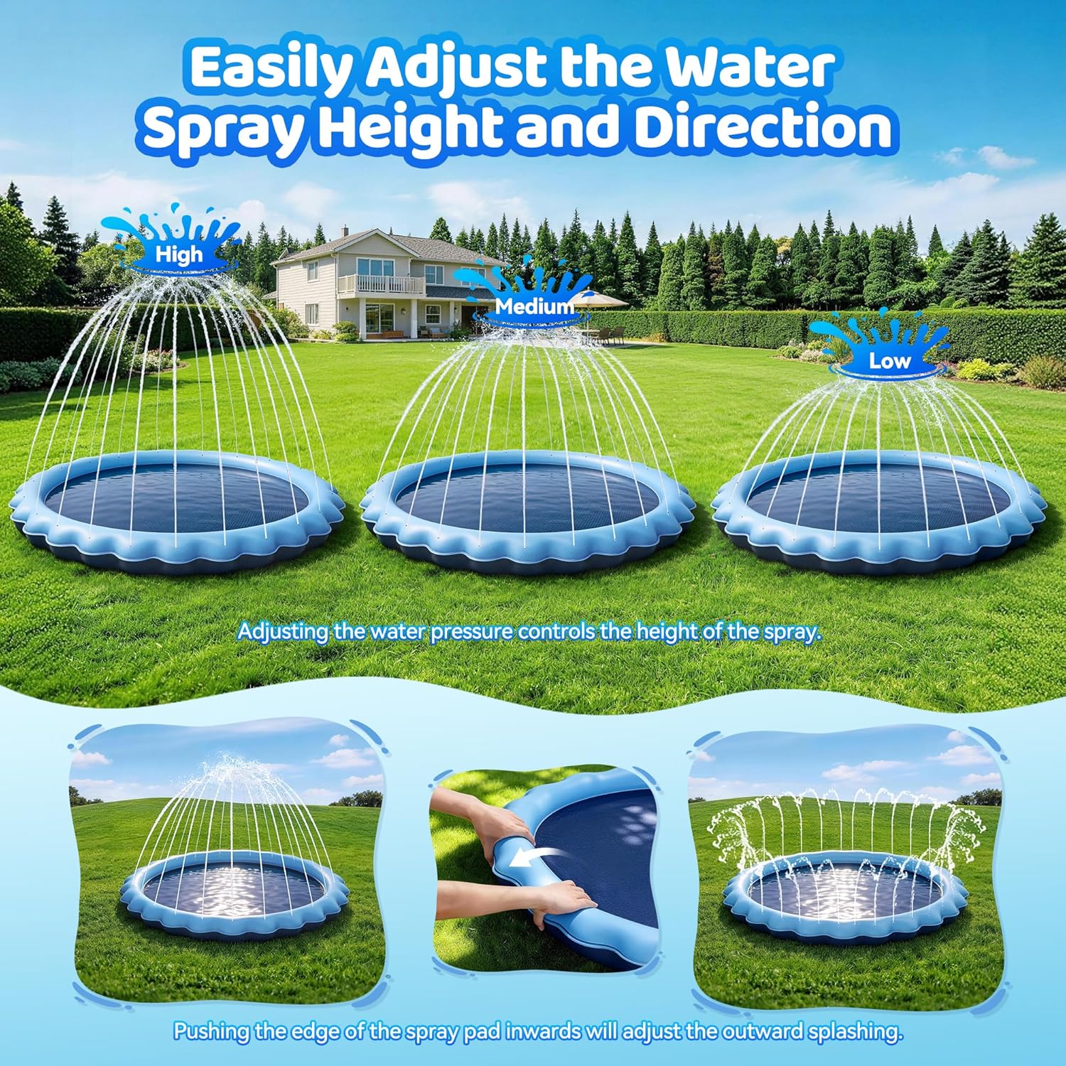 Meowant Splash pad for Kids and Pet, Not-Slip Sprinkler Play Mat for Dog and Children Summer Toys, Outdoor Backyard Toddler and Dog Pool 3-12 Years Boys & Girls, 87"