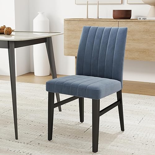 Miniatura 3 de Roundhill Furniture Wendell - Juego de 2 sillas de comedor tapizadas contemporáneas, color azul