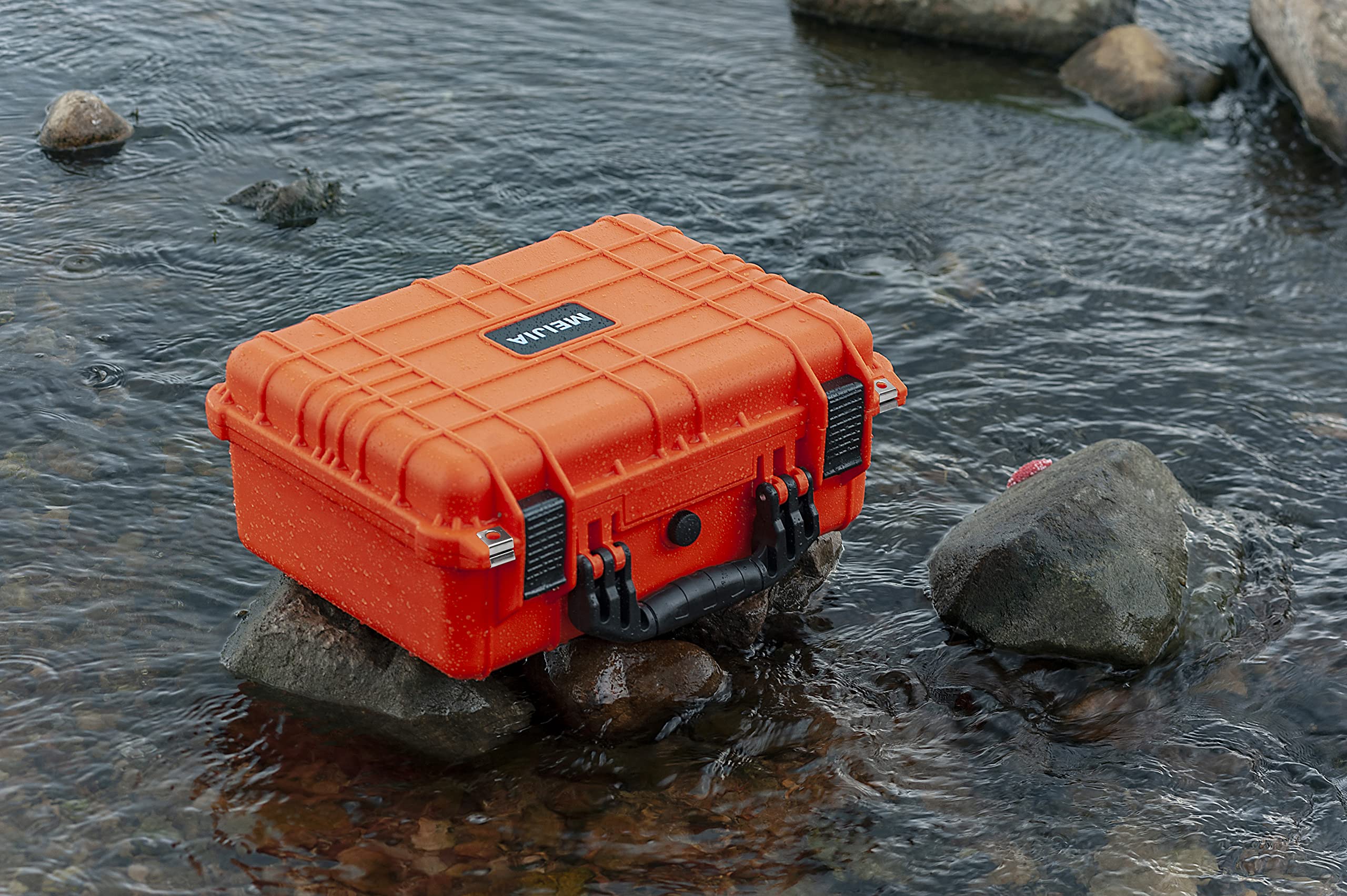MEIJIA Funda portátil para cámara Impermeable para Todo Tipo de Clima con Espuma de Ajuste Personalizable, Apto para Drones, cámaras, Equipos, Pistolas, 16 x 13 x 6.8 Pulgadas