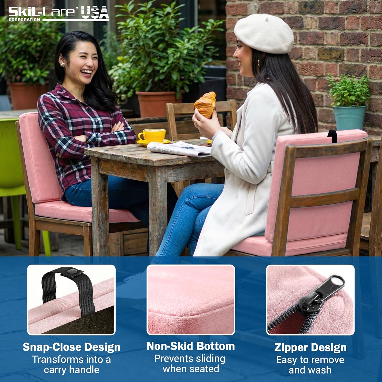 Skil-Care Seat Buddy Cushion, Foldable, 16x16, Pink Cozy Cloth, 914353 image 4
