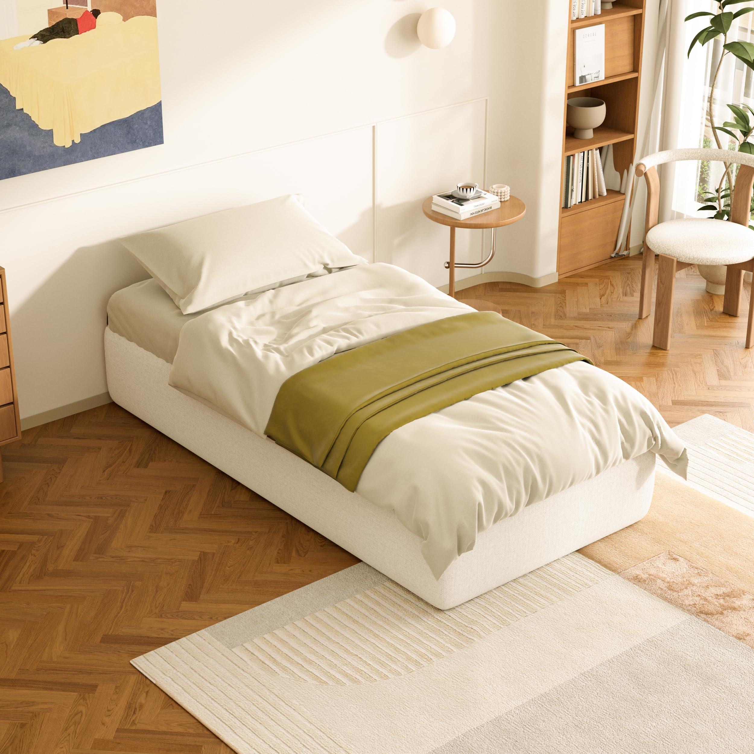DEWINNER Rete Letto Singolo 80x190 cm Rete Senza Piedi da Appoggio con una Barra in Ferro, Rete 80x190 da Incasso e 1 piede regolabile per rinforzo in mezzo, 13 Doghe，Montaggio Rapido e Facile
