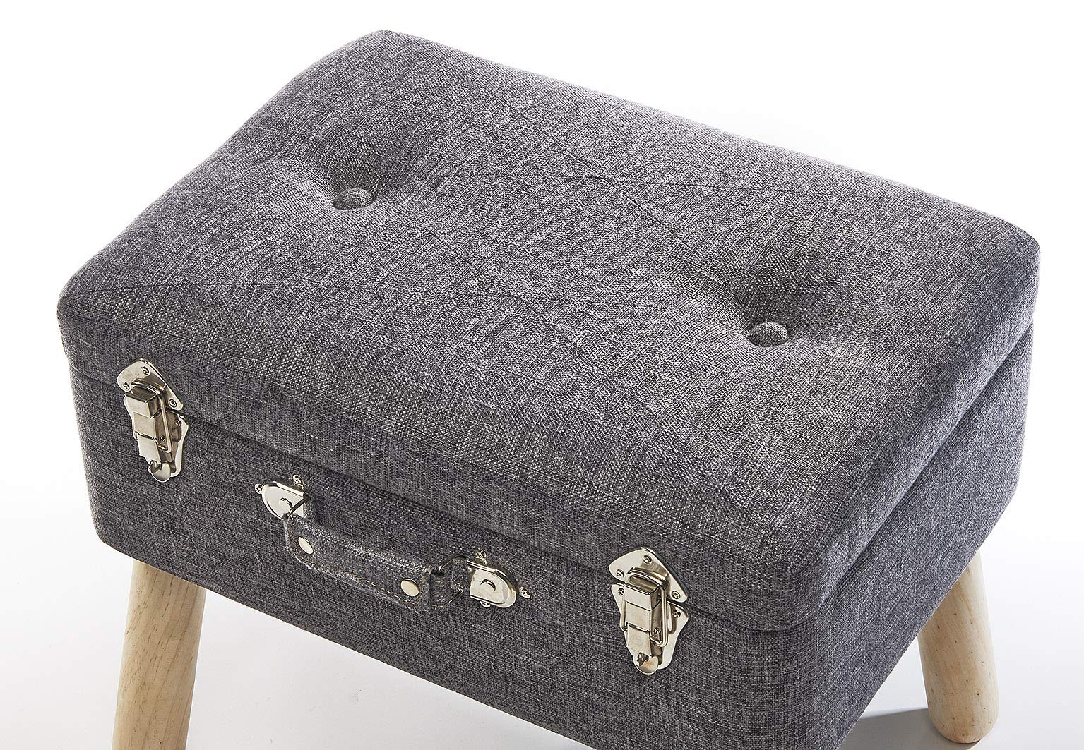 Kobolo Kofferhocker Hocker Polsterhocker aus Textil 50x35x45 cm Grau