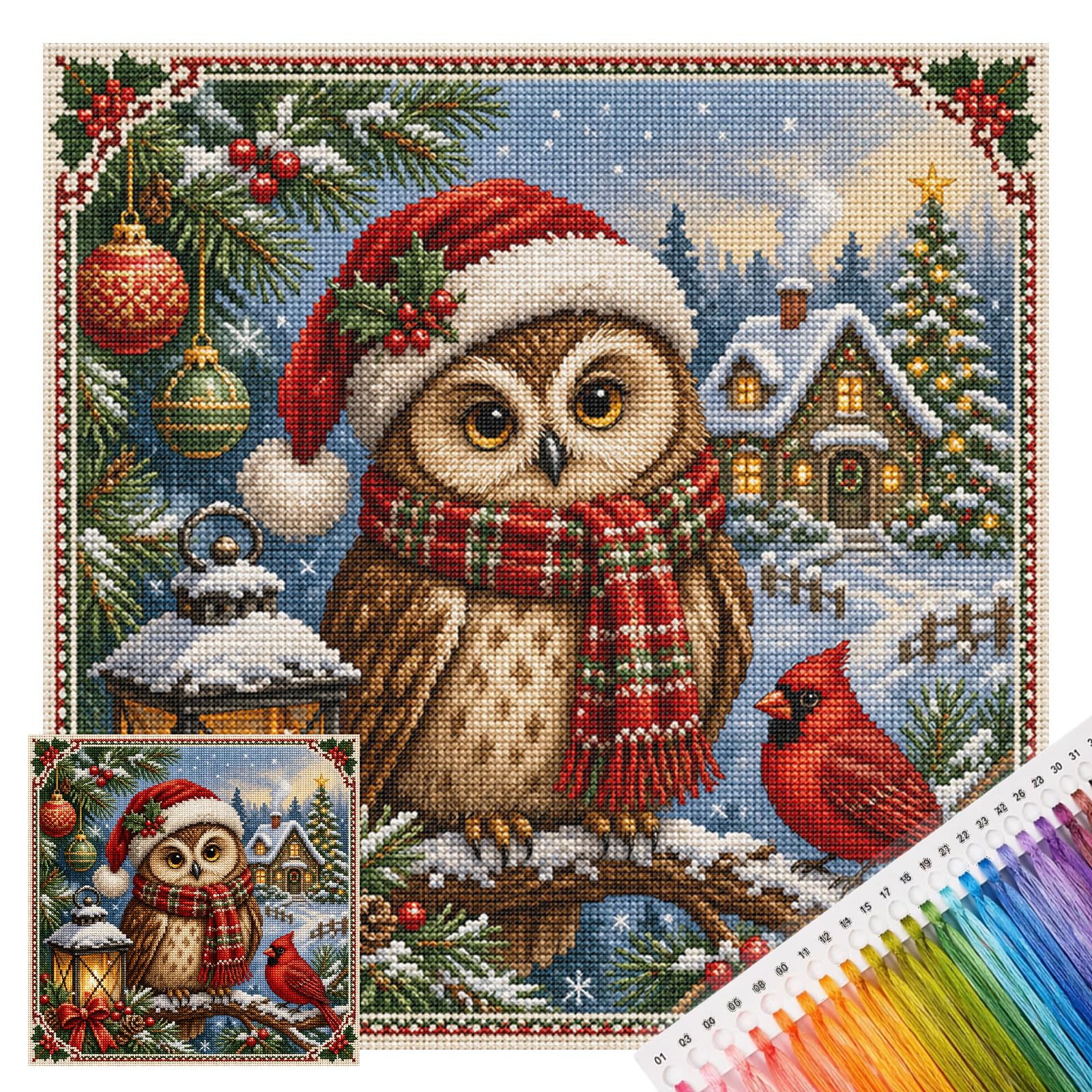 AXNSATRE 11CT Stamped Holiday Cross Stitch Kit Cotton Thread
