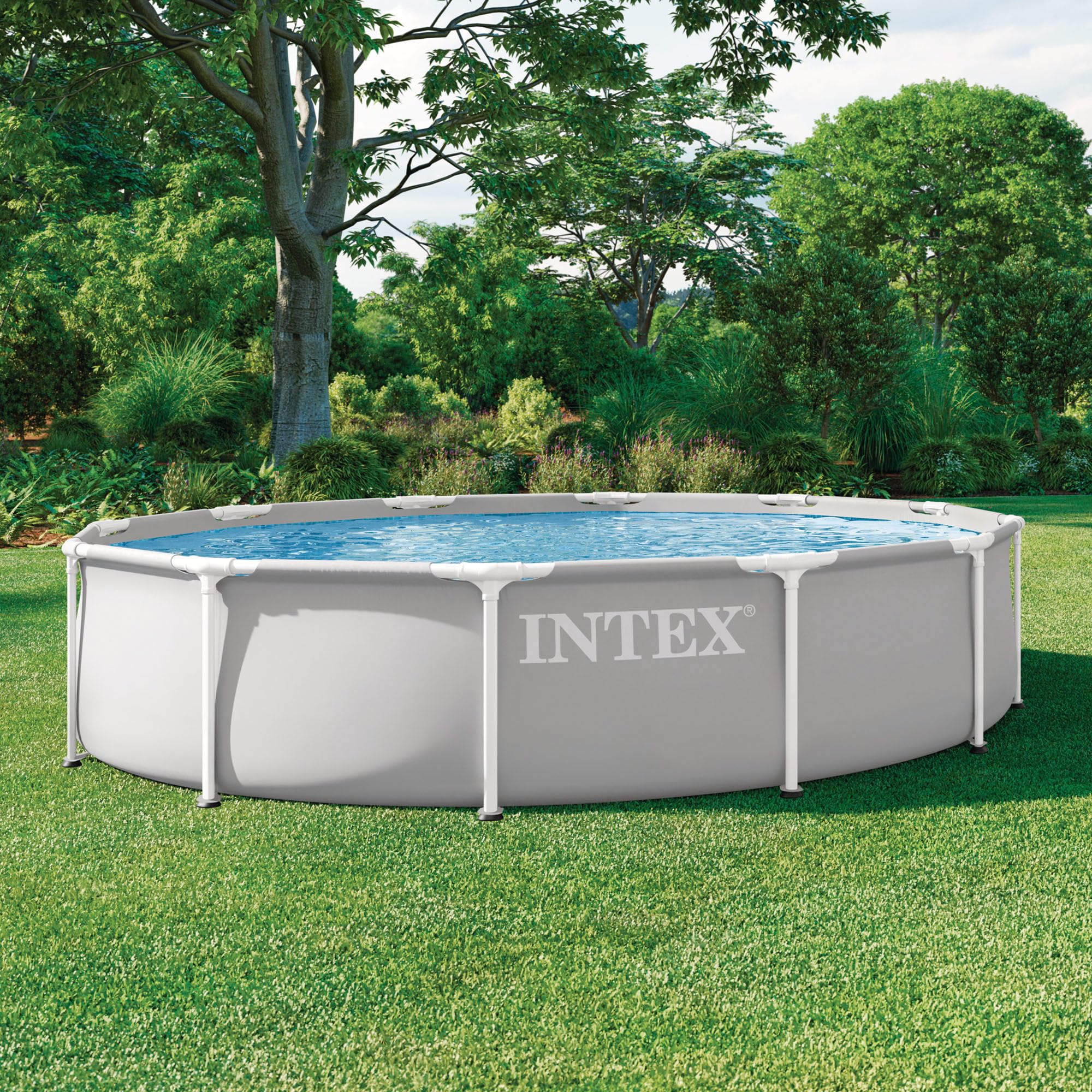 Intex Prism Basen Ogrodowy, Szary/Biały, 366 x 366 x 76 cm