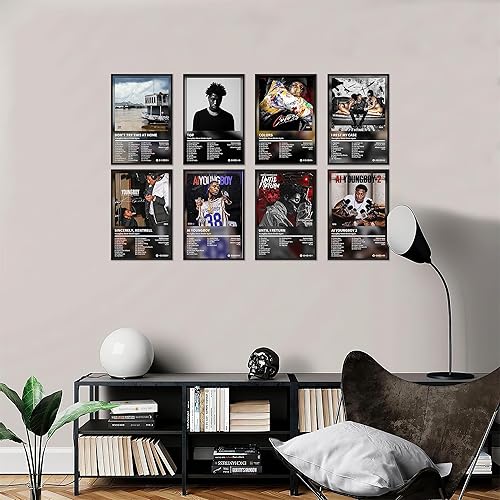 Miniatura 3 de Enimoud Pósteres de la NBA Youngboy para portada de álbum, pósteres de rapero para habitación, juego de 8 arte de pared para niñas y niños,