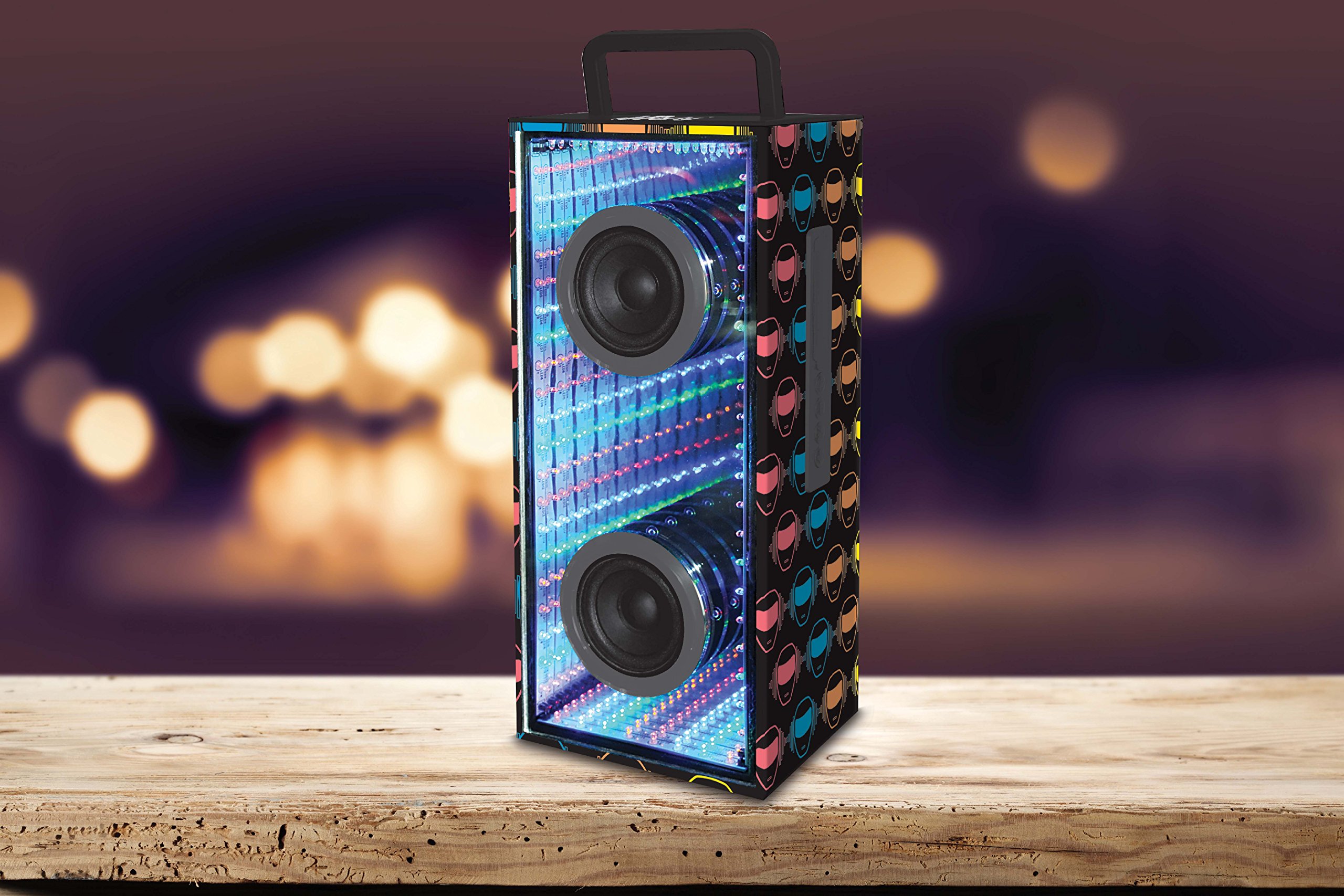 Lexibook iParty Flashboom Altoparlante Bluetooth®, 12W, Effetto Specchio, Jack, Batteria Ricaricabile, Nero/Rosso, BTL60