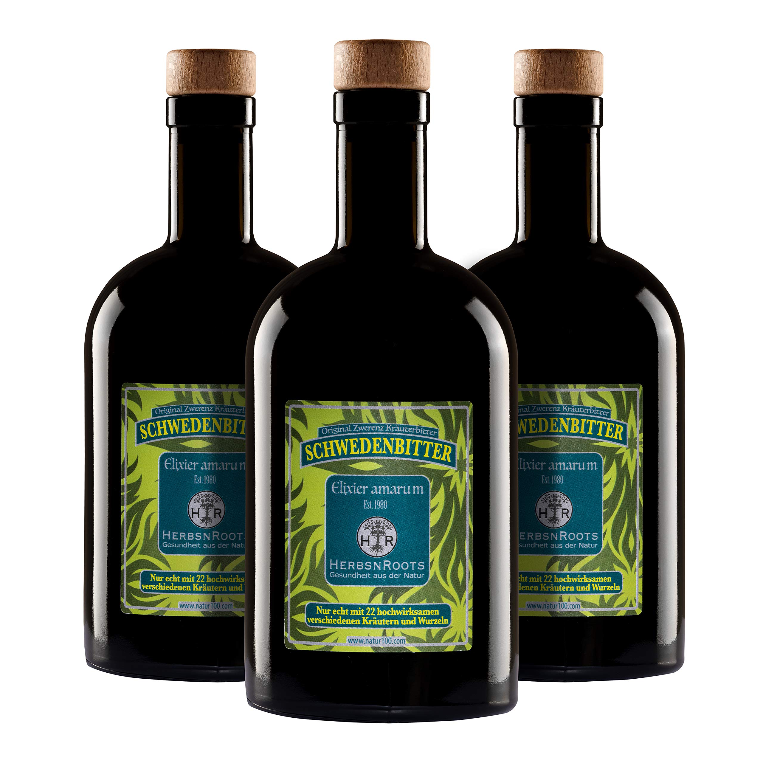 Original Schwedentropfen • Großer Schwedenbitter aus 22 Kräuter & Wurzeln • Schwedenkräuter nach Maria Treben • 3x500ml