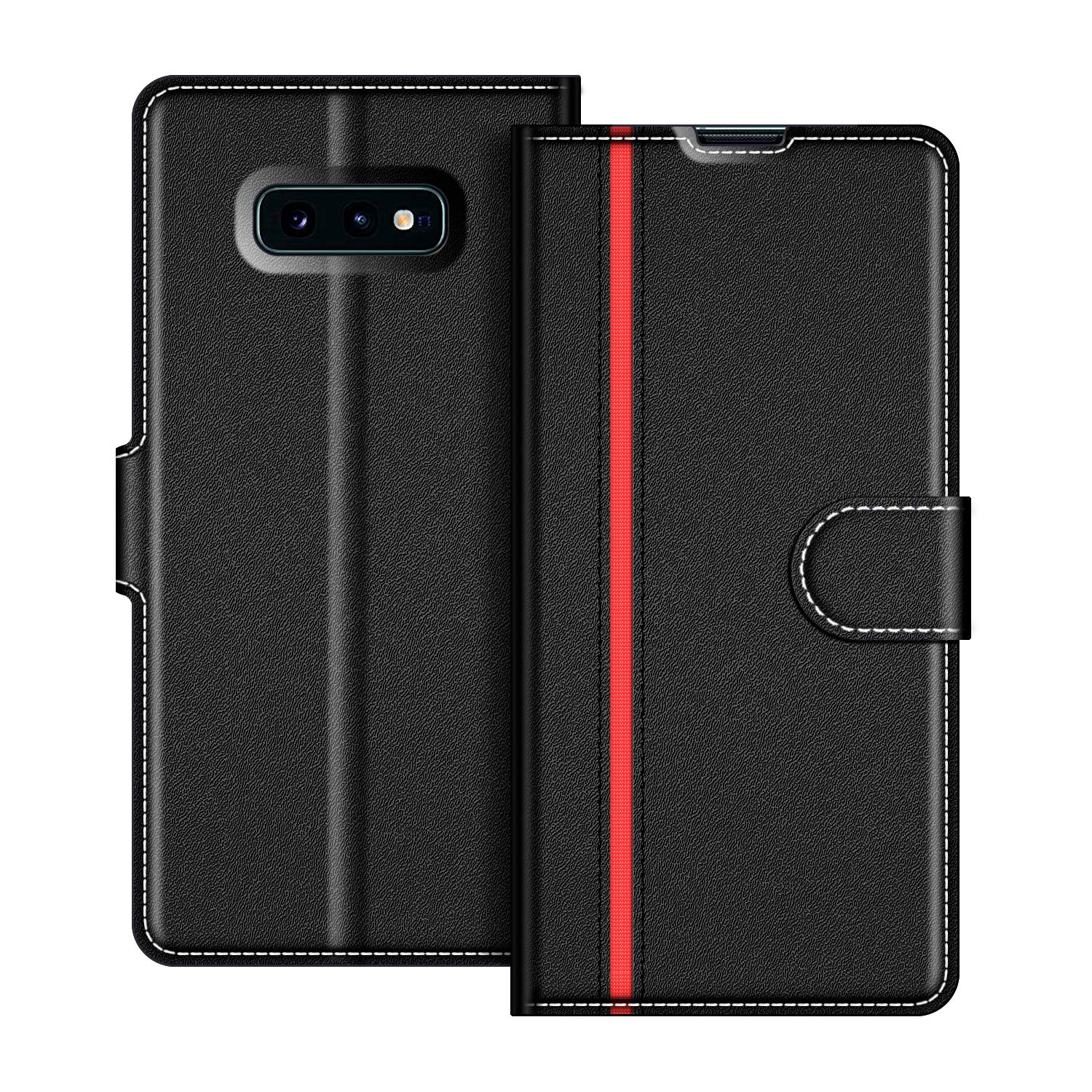 COODIO Phone Case For Samsung Galaxy S10e, Magnetic Flip Leather Case For  Samsung Galaxy S10e Wallet Case, Black/Red