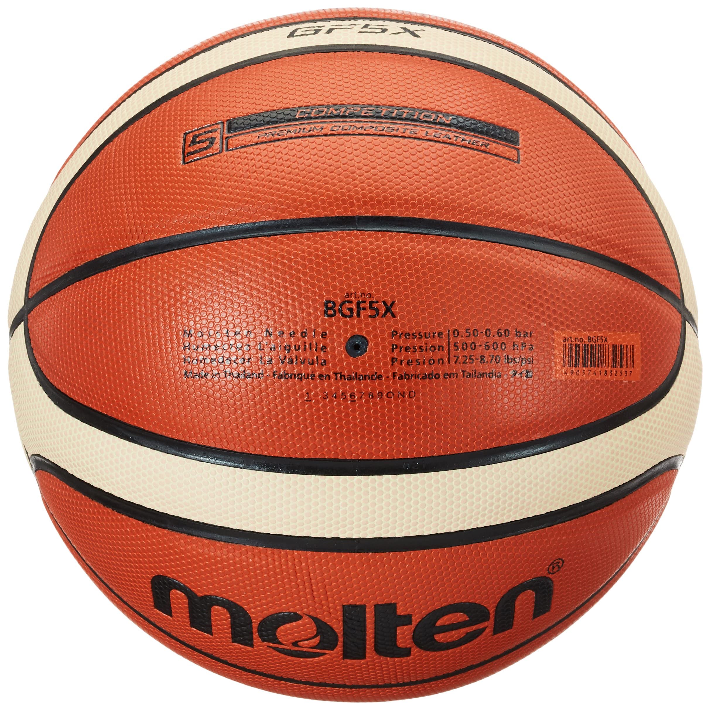 Molten - Pallone da pallacanestro, misura 5, colore: arancione
