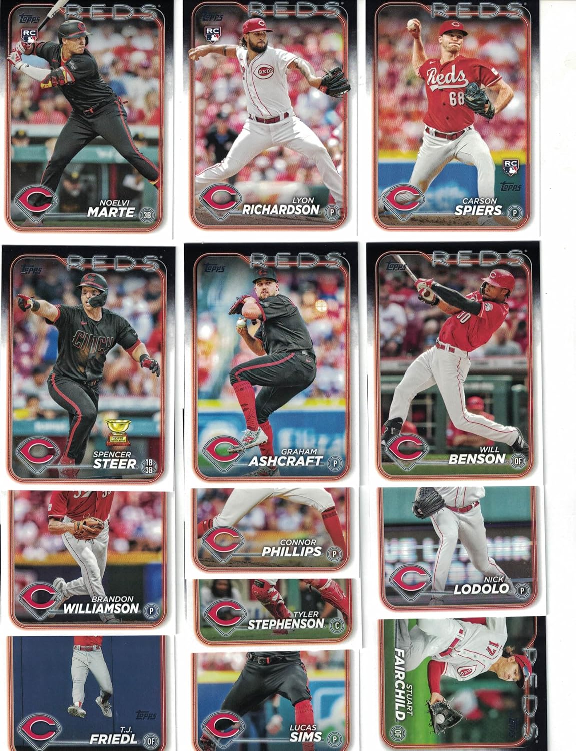 Cincinnati Reds / 2024 Topps (Series 1 and 2) Reds Baseball Team Set with (25) Cards! Elly De La Cruz! *Plus* The 2023 Topps Reds Baseball Team Set (Series 1 and 2) with (21) Cards! *Includes (3) Additional Bonus Cards of Former Reds Greats Barry Larkin, Eric Davis and Joe Morgan!*