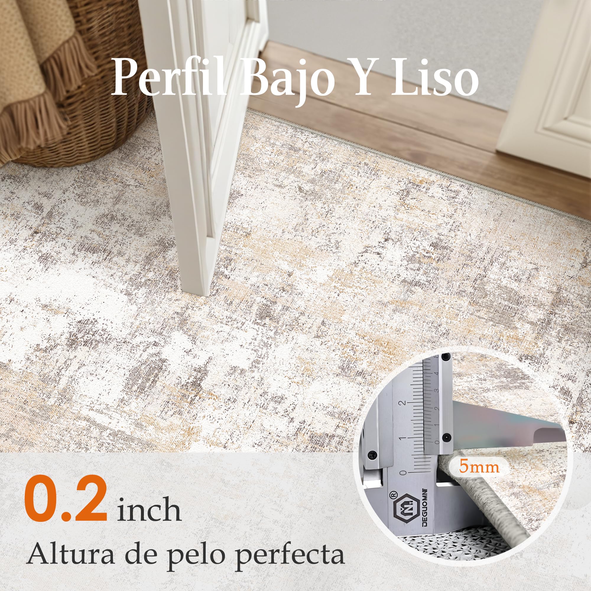HUGEAR Alfombra Entrada Casa Alfombras 60x90cm Beige Gris Antideslizante Lavable Lavadora Moderna Abstractas Pequeña Carpete Habitacion Dormitorio Comedor Cocina Pelo Corto Tapete