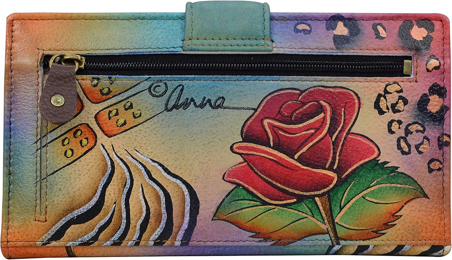 Anna by Anuschka Women's Hand Painted Genuine Leather Two Fold Organizer Wallet - Image 2