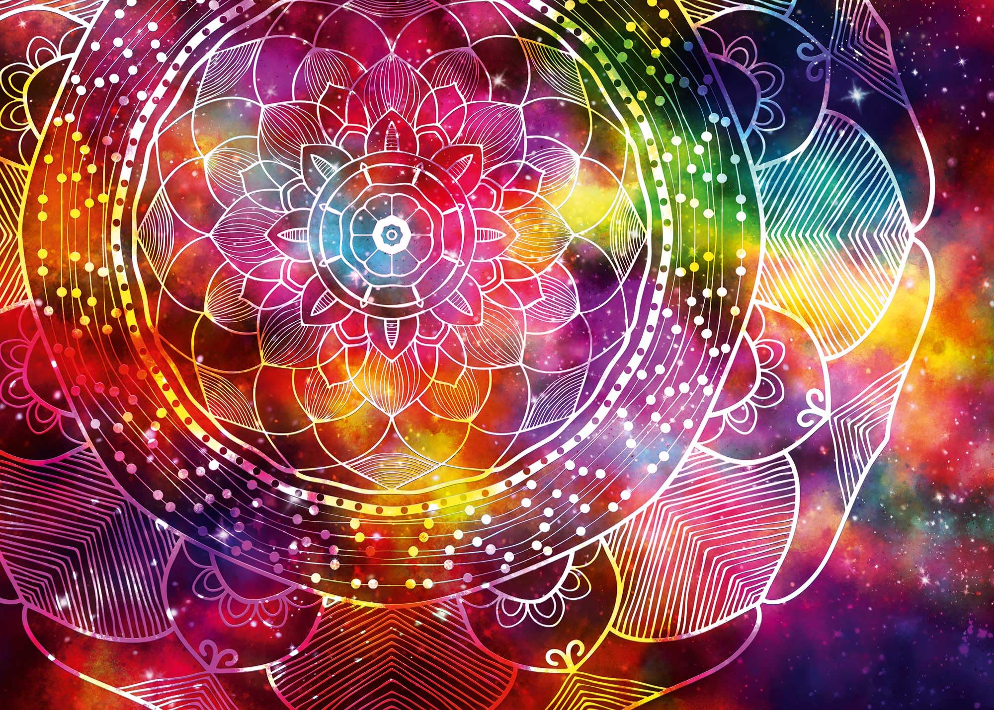 Ulmer Puzzleschmiede - Puzzle "Kolorowa mandala" – klasyczne puzzle 2000 elementów – kolorowa mandala jako puzzle z delikatnym geometrycznym wzorem linii – efektowne puzzle dla dorosłych