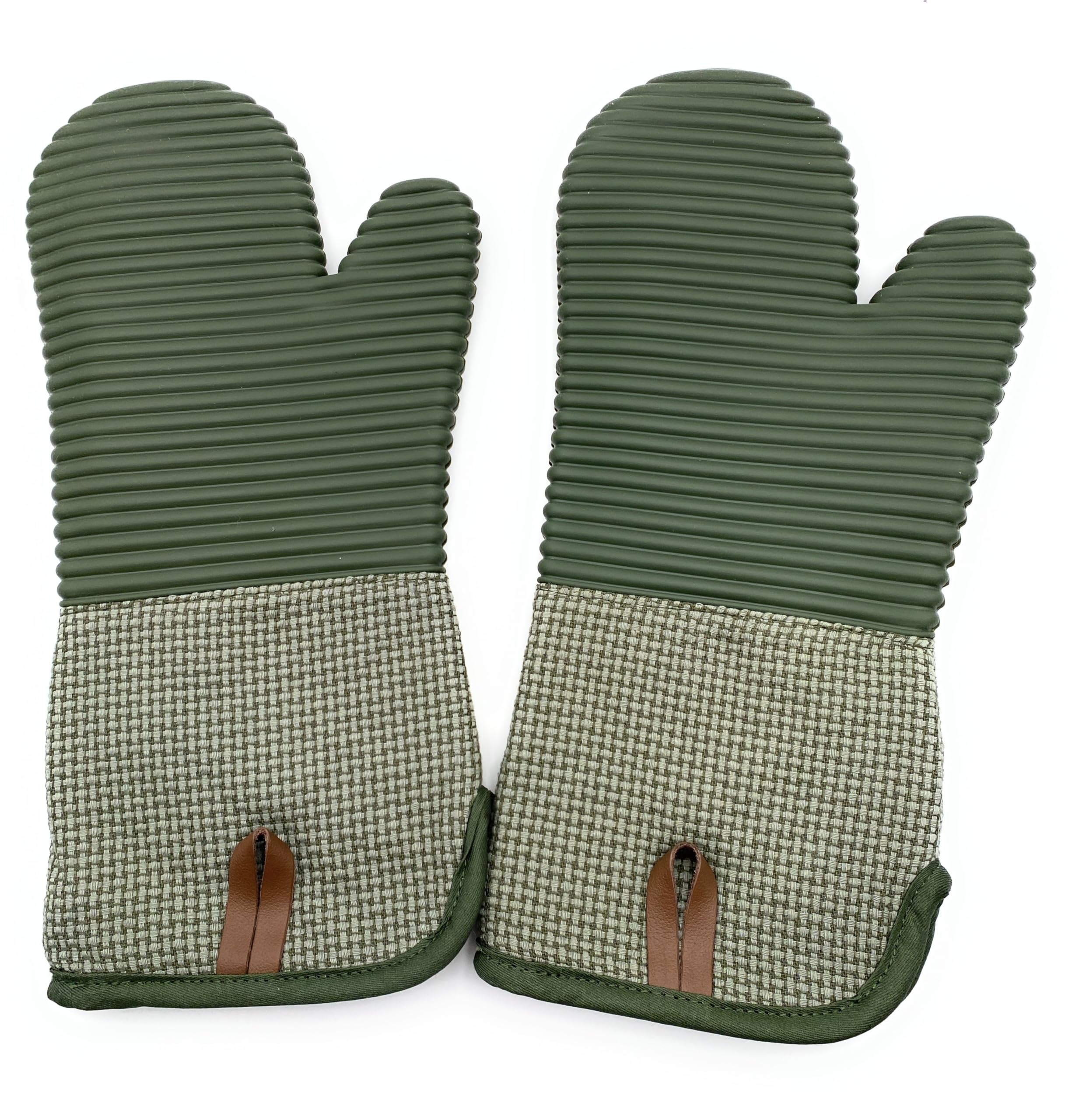 KitchenAid Ofenhandschuhe & Topflappen Set I je 2 Stück I Silicon beschichtet I 2X Oven Mitts & 2X Pot Holders I Baumwolle/Silicon (Grün)