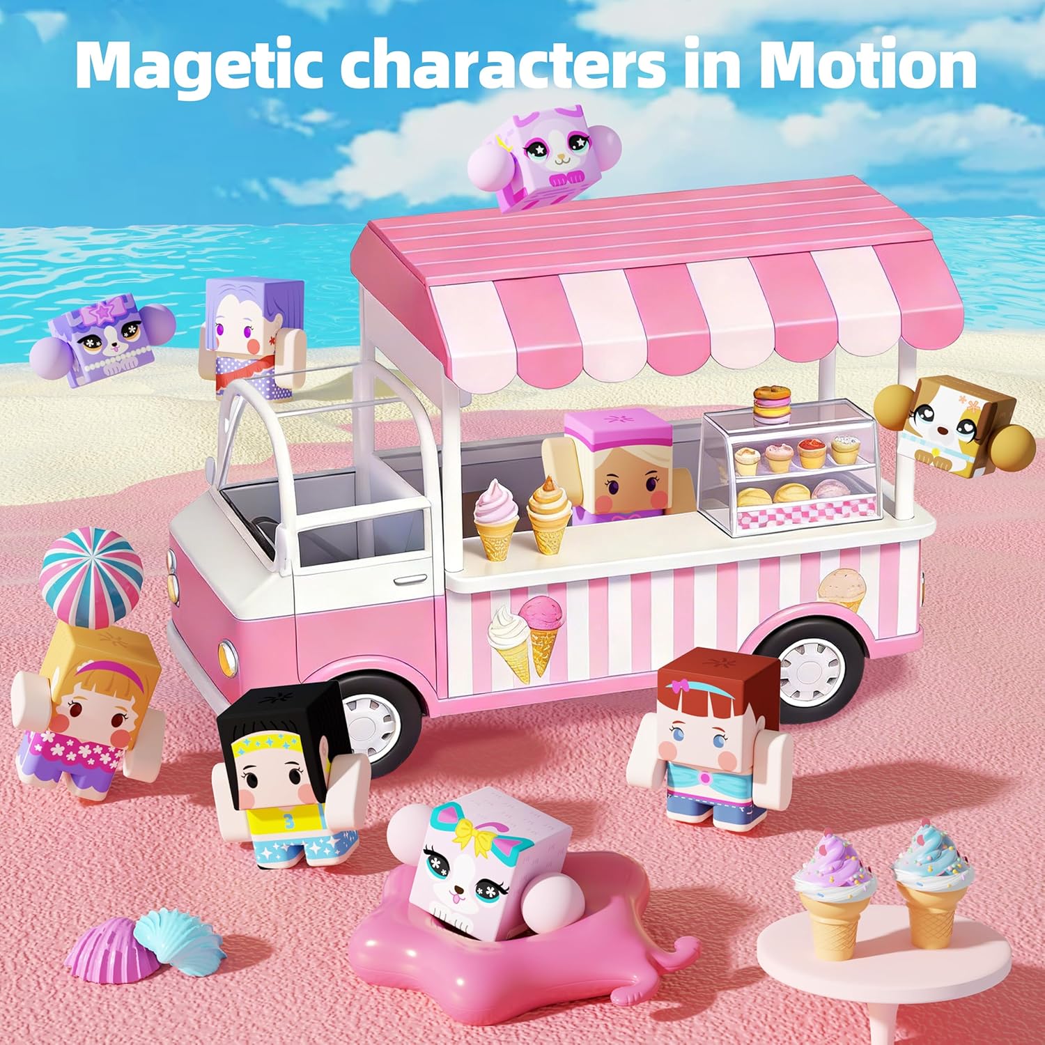 GobiDex Magnetic Figures Set- Portable Tin with Spinning Animals & Characters, STEM Travel Toys for Girls Ages 3+, Princess Pretend Play Gift