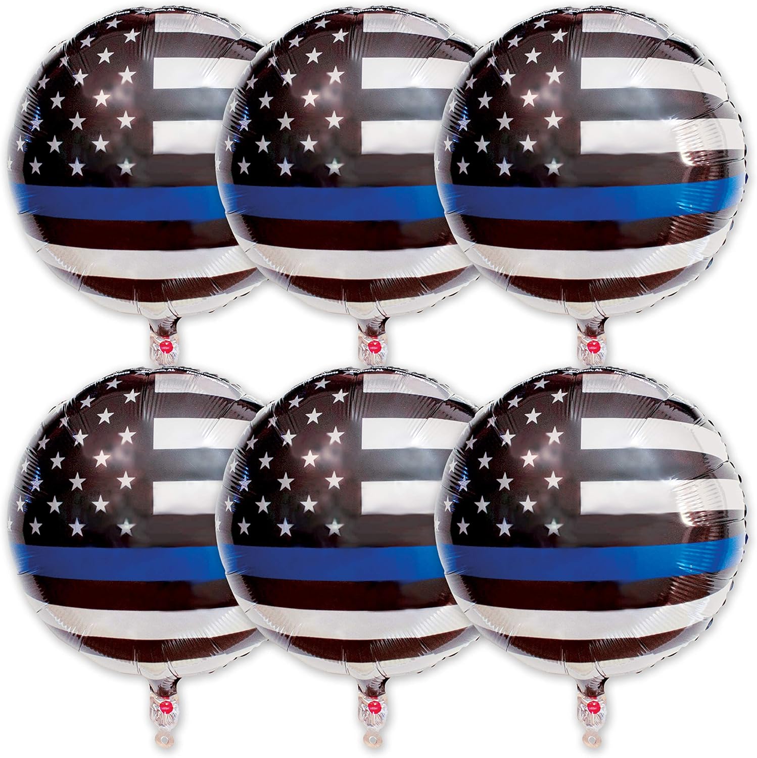 Havercamp’s Police-Thin Blue Line Balloons (6 Pcs.), 18” Round Mylar!